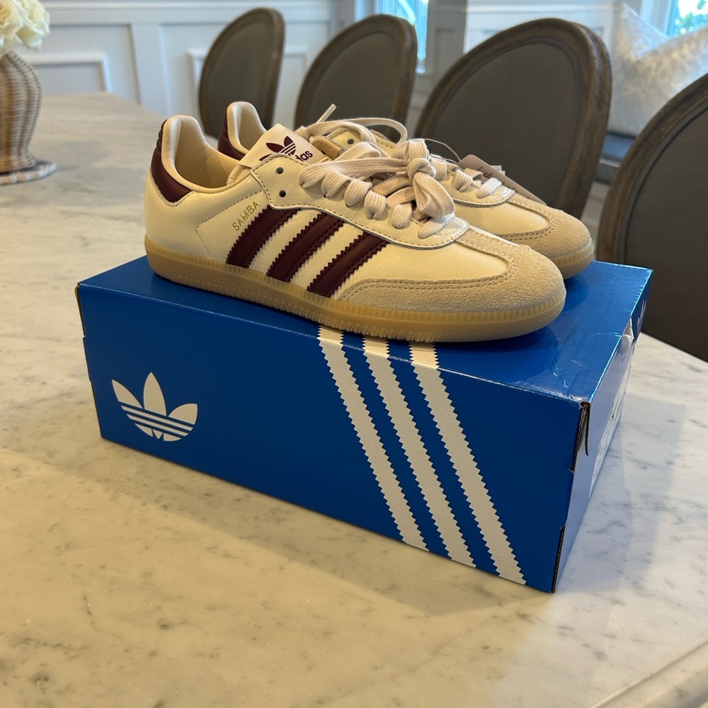 Adidas Samba OG Off White and burgundy Sneakers